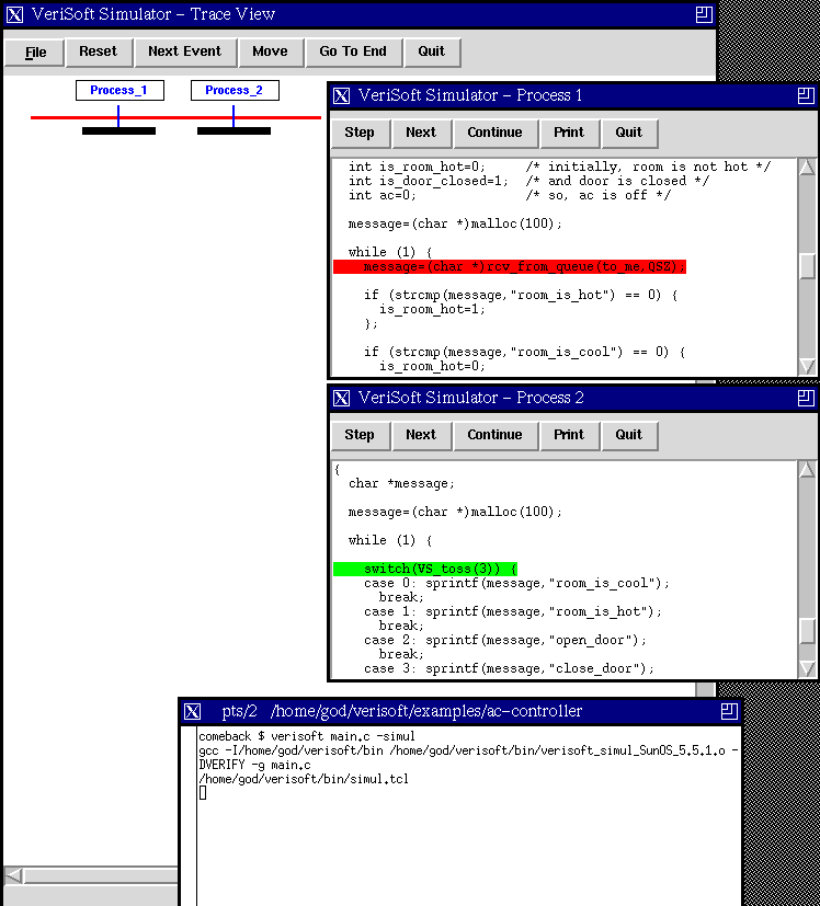VeriSoft in manual simulation mode